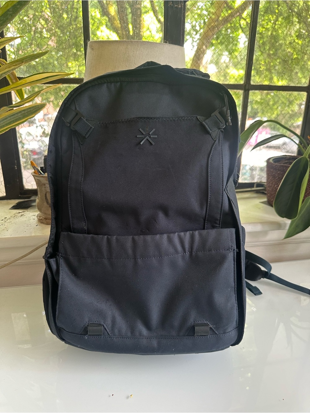 Everyday Black Backpack with Subtle Logo - Unbranded